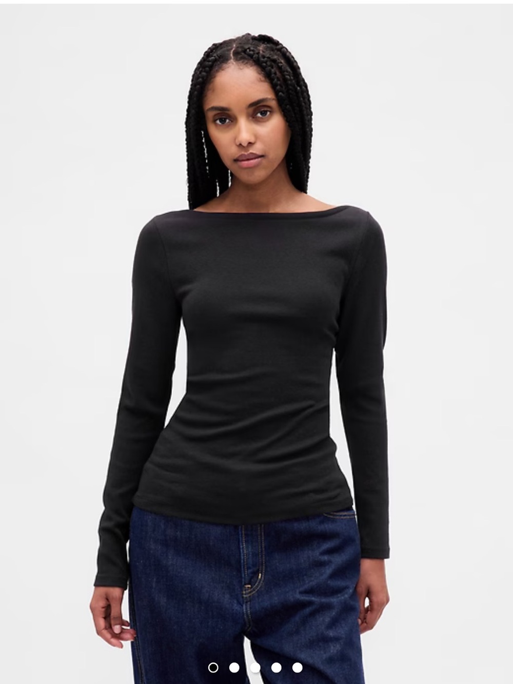 GAP Black Boatneck Long-Sleeve Top